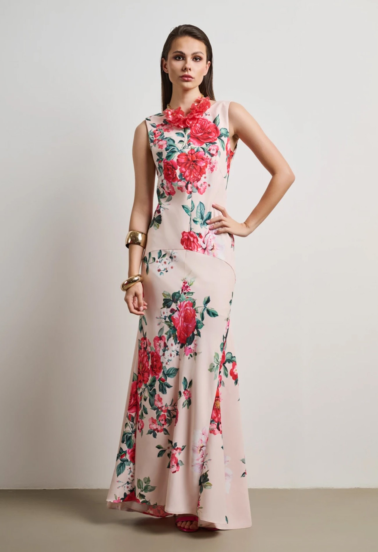 Φόρεμα maxi, floral σε σατέν Φόρεμα maxi, floral σε σατέν