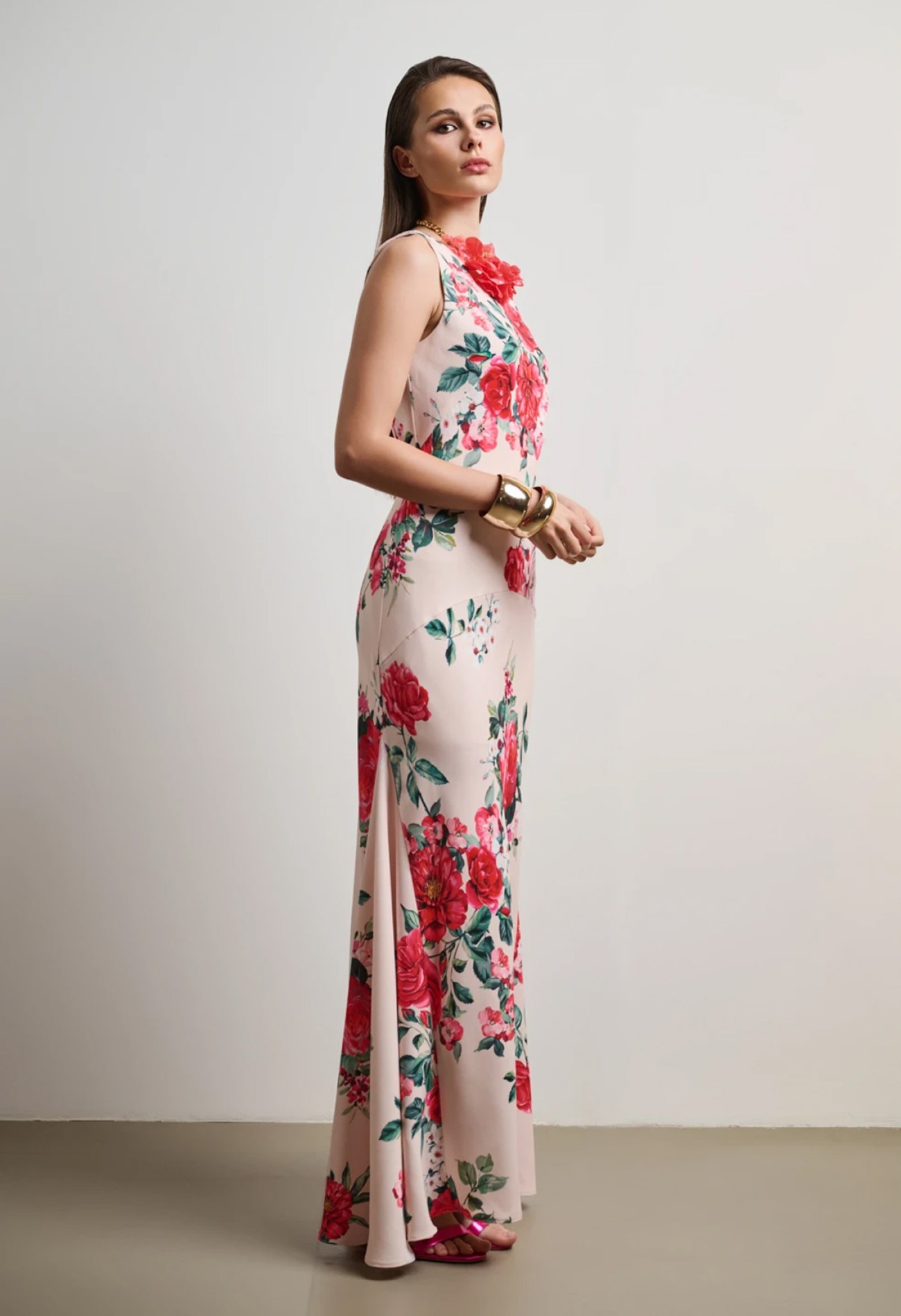 Φόρεμα maxi, floral σε σατέν Φόρεμα maxi, floral σε σατέν