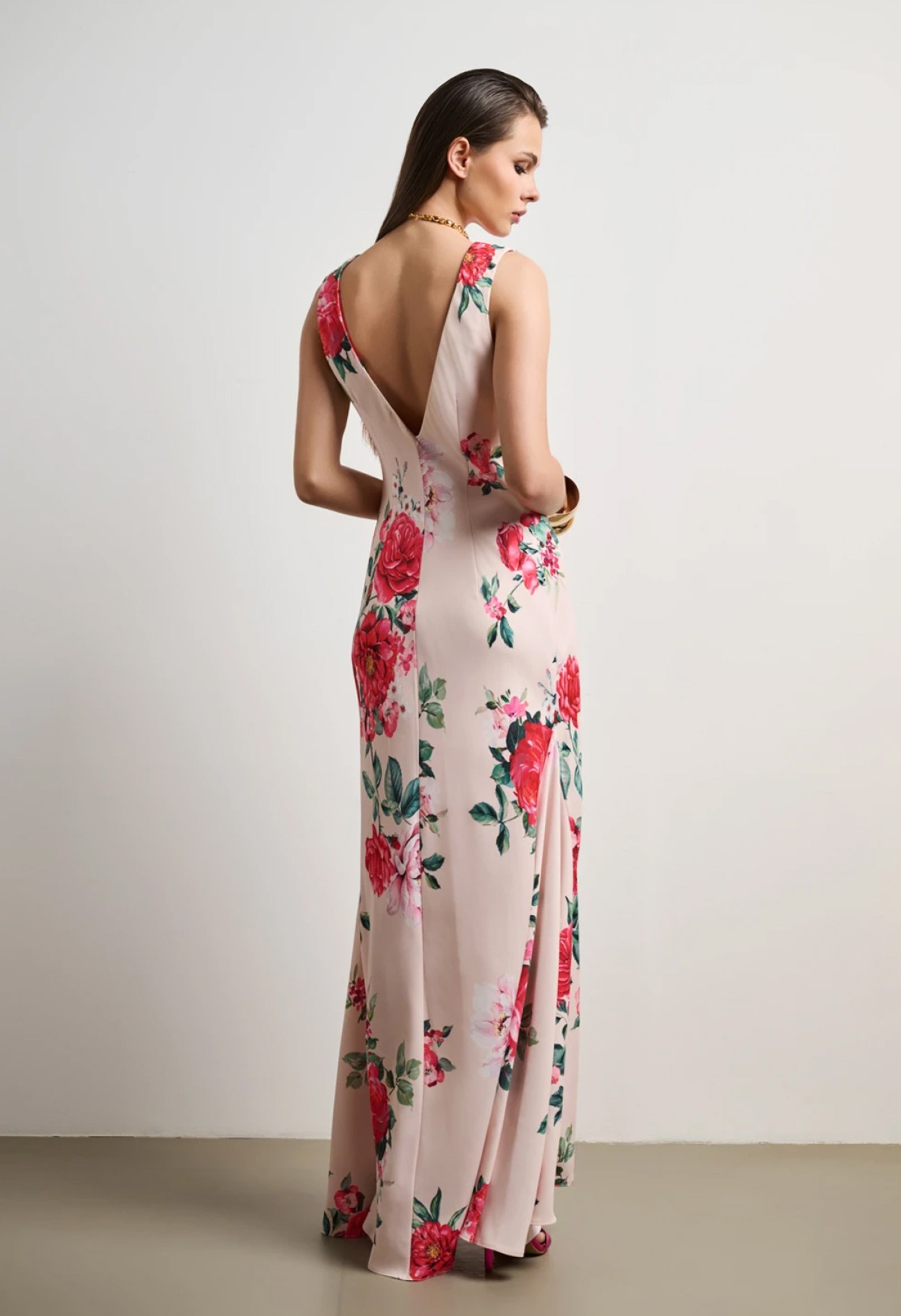 Φόρεμα maxi, floral σε σατέν Φόρεμα maxi, floral σε σατέν