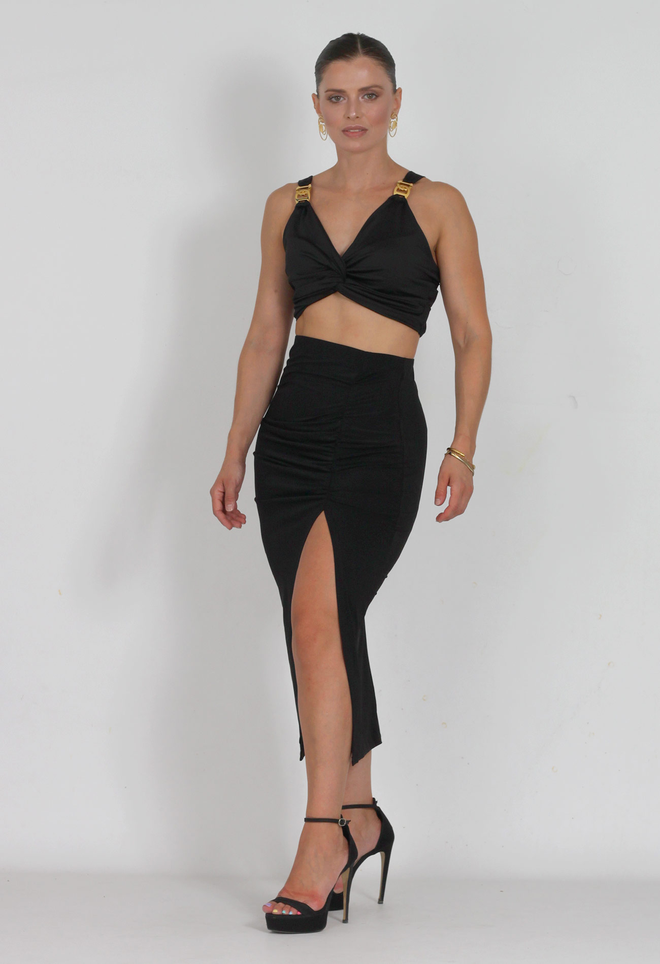 Σετ φούστα midi με crop top