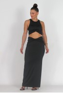 Σετ φούστα maxi με μπλούζα crop top