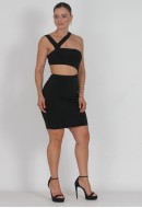 Φόρεμα mini cut out με έναν ώμο