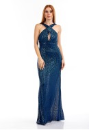 Φόρεμα maxi halter με παγιέτες Φόρεμα maxi halter με παγιέτες