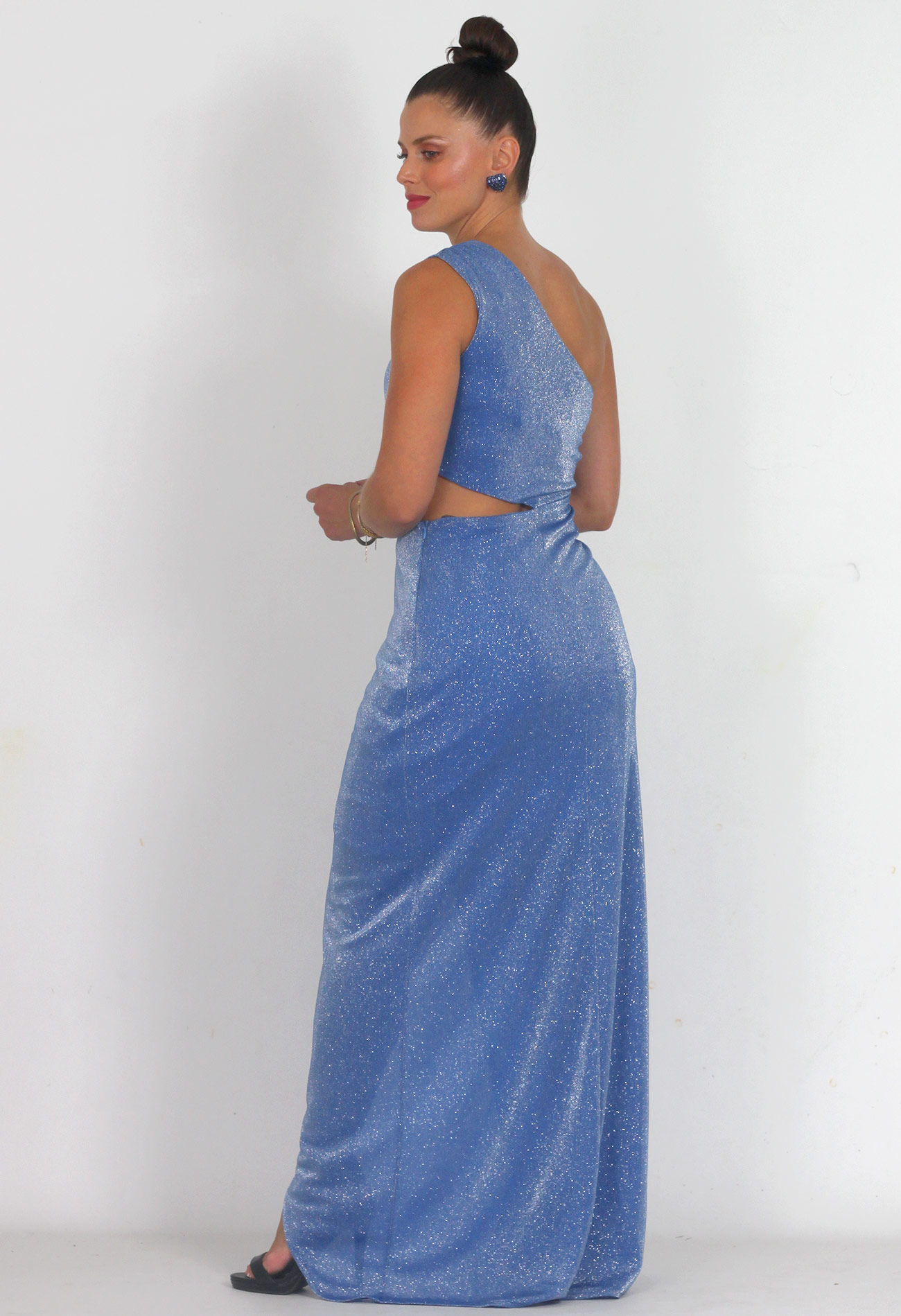 Φόρεμα maxi, cut-out με glitter 