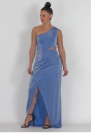 Φόρεμα maxi, cut-out με glitter 