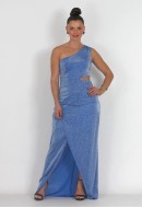 Φόρεμα maxi, cut-out με glitter 