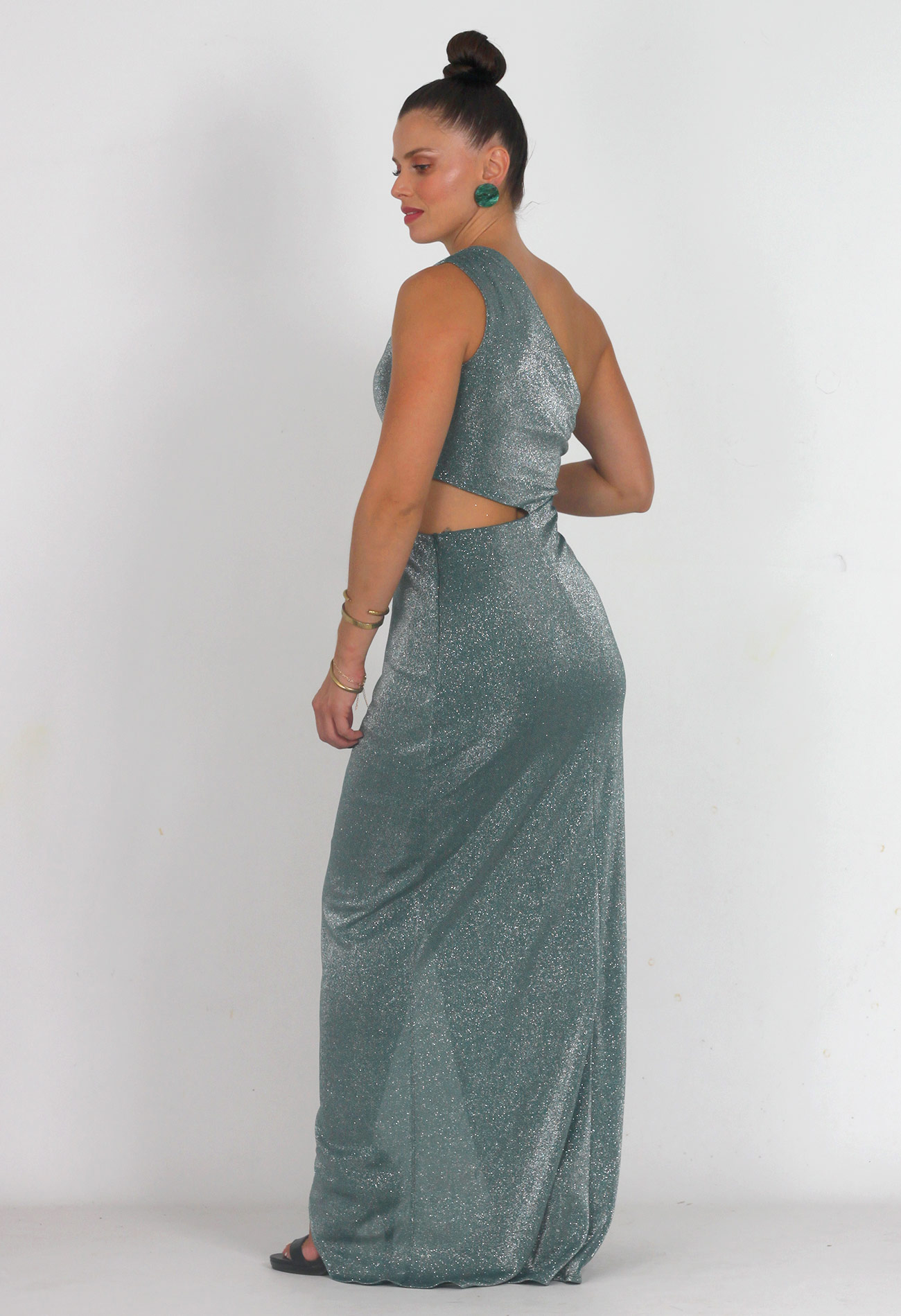 Φόρεμα maxi, cut-out με glitter 