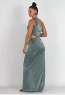 Φόρεμα maxi, cut-out με glitter 