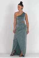 Φόρεμα maxi, cut-out με glitter 
