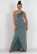 Φόρεμα maxi, cut-out με glitter 
