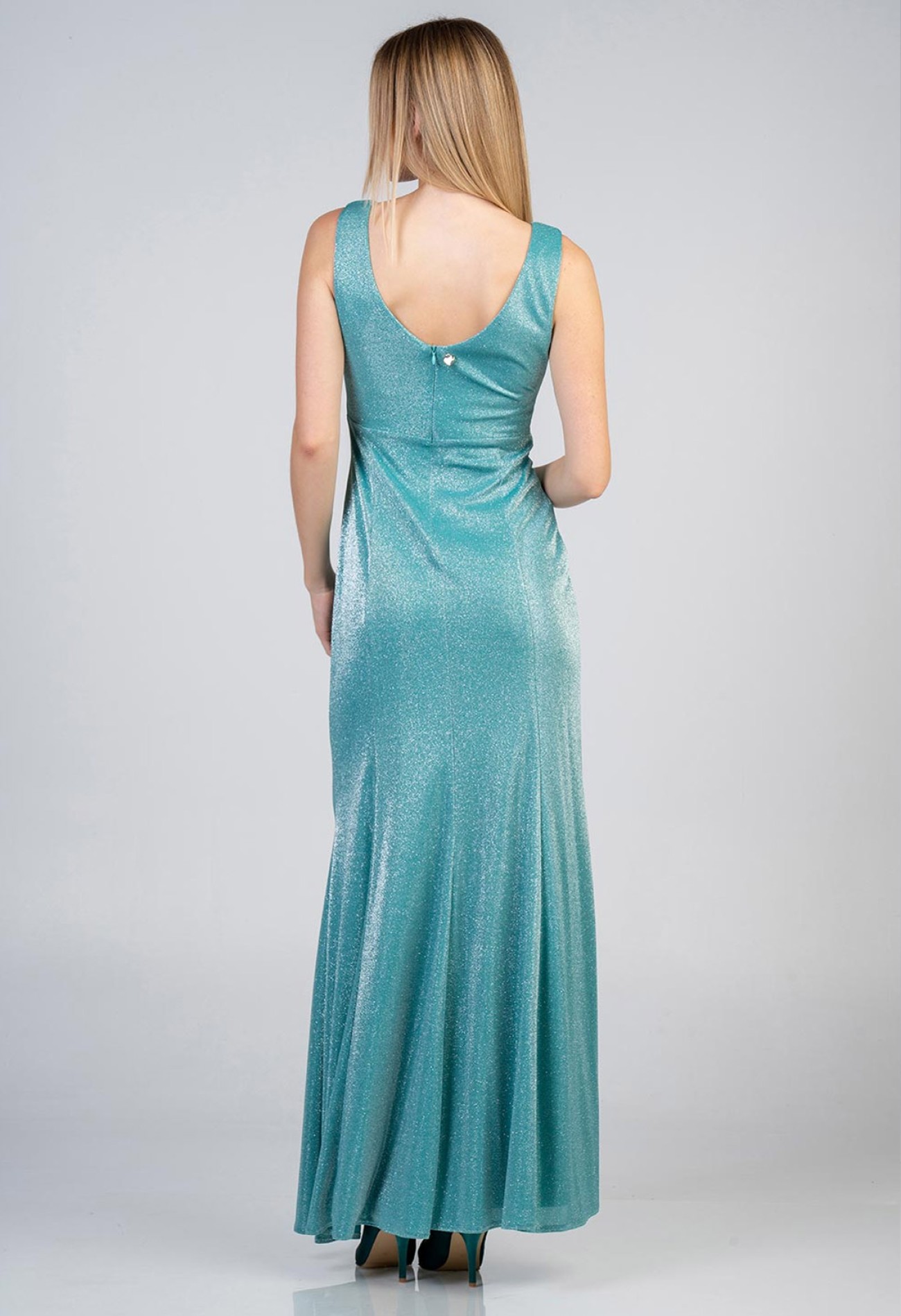 Φόρεμα maxi lurex με σκίσιμο Φόρεμα maxi lurex με σκίσιμο