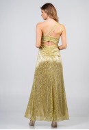 Φόρεμα maxi lurex με έναν ώμο και σκίσιμο Φόρεμα maxi lurex με έναν ώμο και σκίσιμο