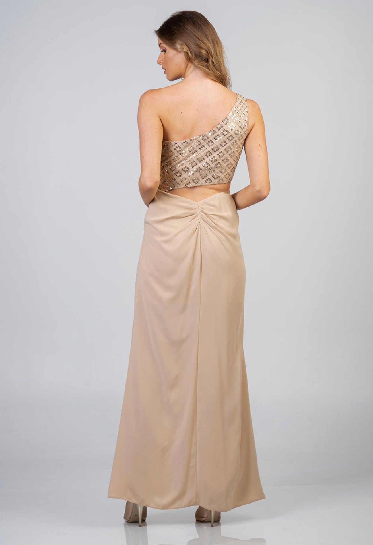 Φόρεμα maxi,με παγιέτα στο μπούστο και σχέδιο cut-out Φόρεμα maxi,με παγιέτα στο μπούστο και σχέδιο cut-out