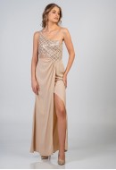 Φόρεμα maxi,με παγιέτα στο μπούστο και σχέδιο cut-out Φόρεμα maxi,με παγιέτα στο μπούστο και σχέδιο cut-out