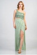 Φόρεμα maxi,με παγιέτα στο μπούστο και σχέδιο cut-out Φόρεμα maxi,με παγιέτα στο μπούστο και σχέδιο cut-out
