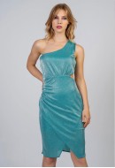 Φόρεμα midi, lurex με έναν ώμο και σχέδιο cut-out Φόρεμα midi, lurex με έναν ώμο και σχέδιο cut-out