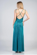 Φόρεμα maxi lurex με χιαστί κορδόνια στην πλάτη Φόρεμα maxi lurex με χιαστί κορδόνια στην πλάτη
