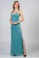 Φόρεμα maxi lurex με χιαστί κορδόνια στην πλάτη Φόρεμα maxi lurex με χιαστί κορδόνια στην πλάτη