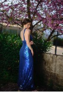 Φόρεμα maxi halter με παγιέτες