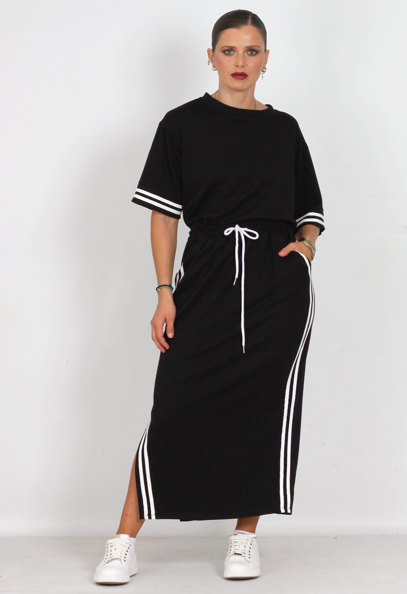 Σετ φούστα βαμβακερή με oversized t-shirt