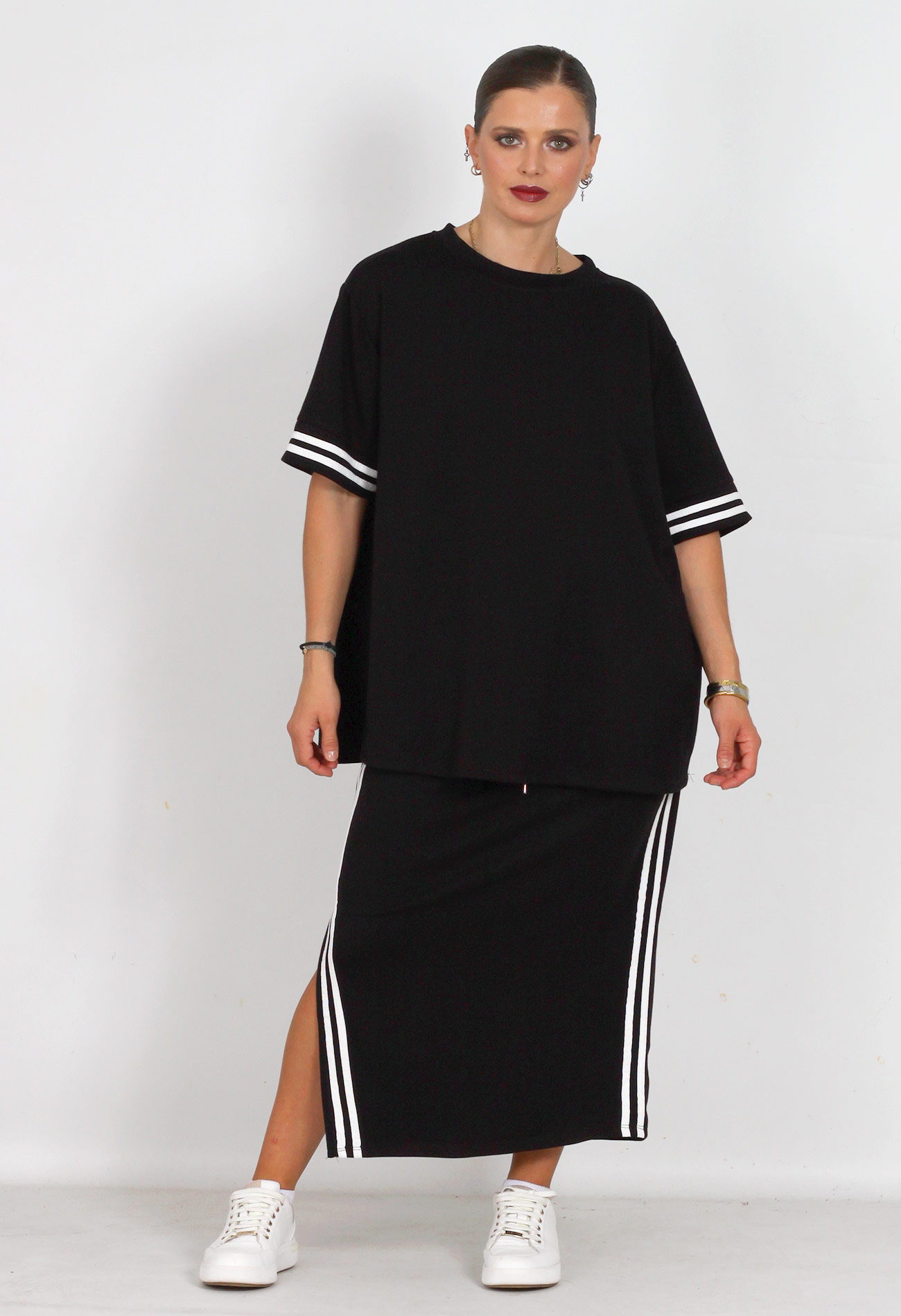 Σετ φούστα βαμβακερή με oversized t-shirt