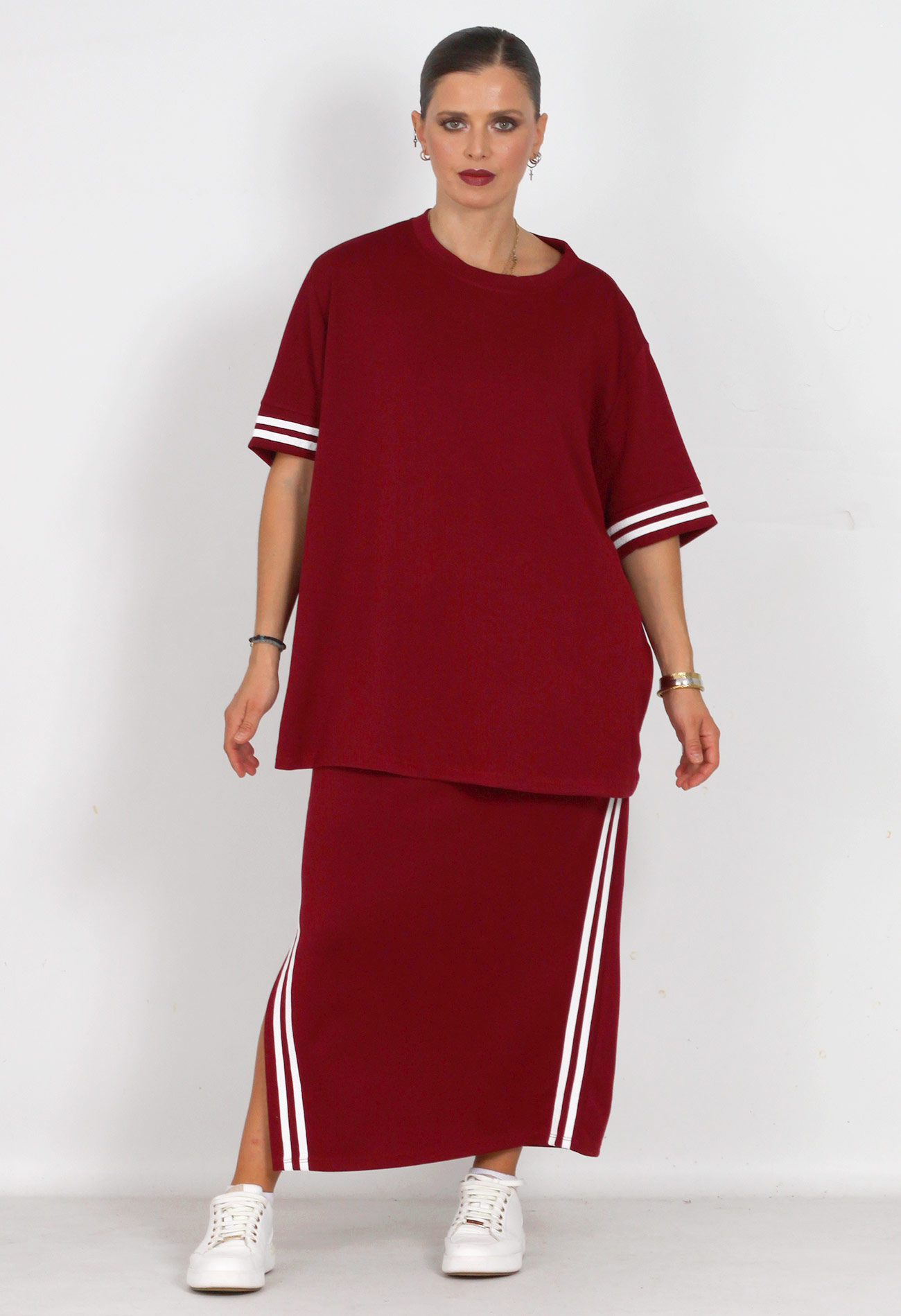 Σετ φούστα βαμβακερή με oversized t-shirt