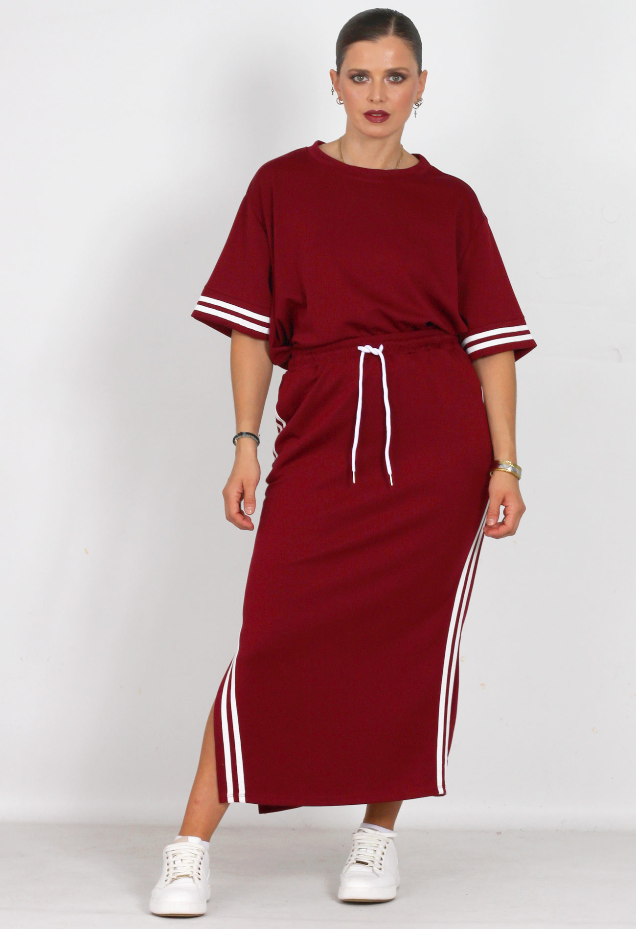 Σετ φούστα βαμβακερή με oversized t-shirt