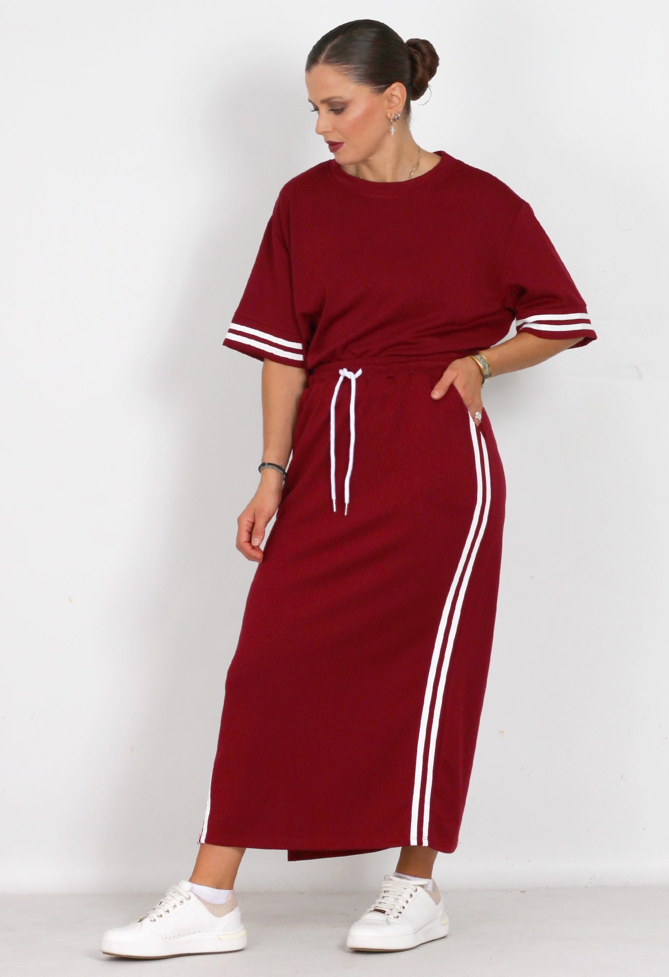 Σετ φούστα βαμβακερή με oversized t-shirt