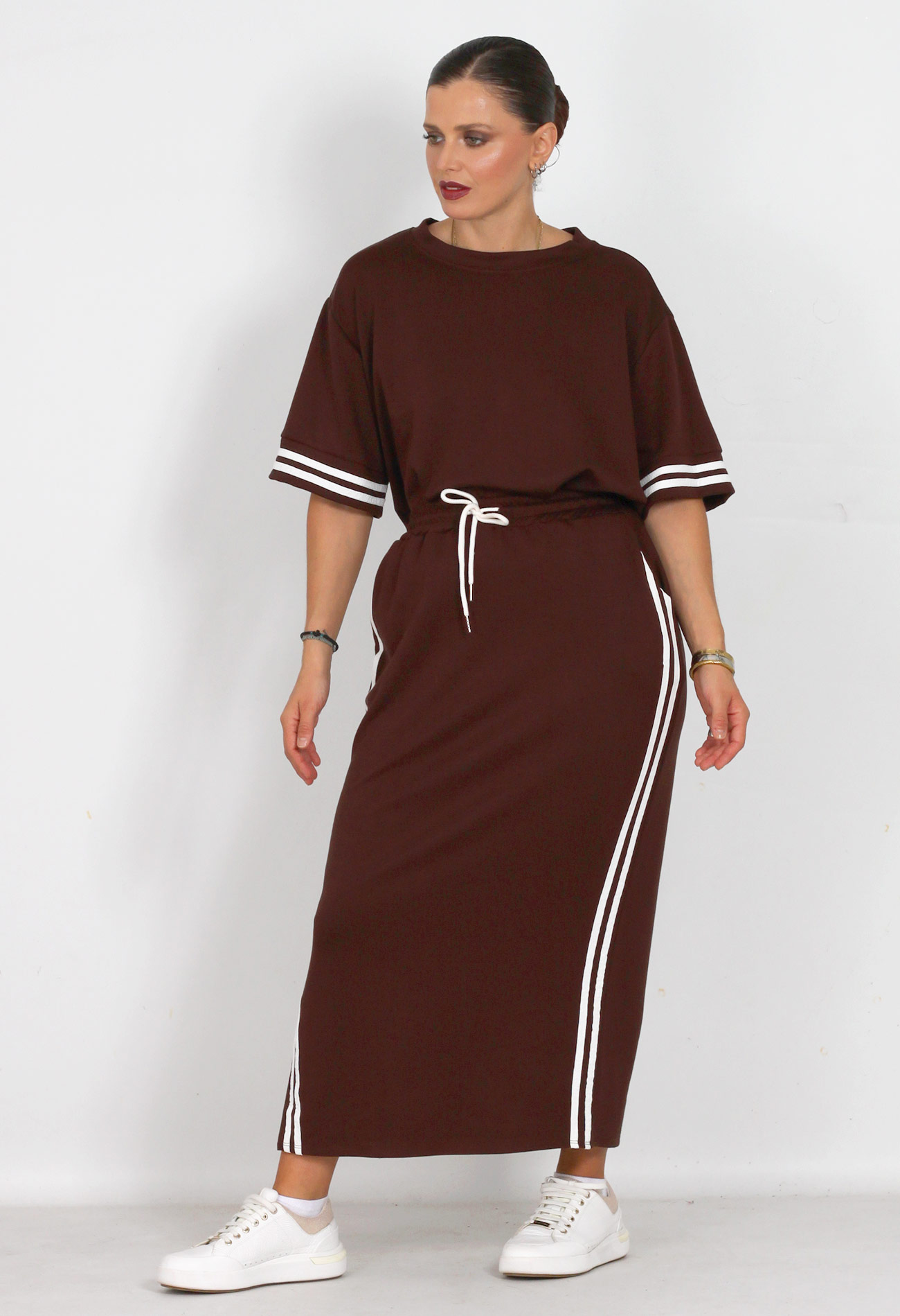 Σετ φούστα βαμβακερή με oversized t-shirt