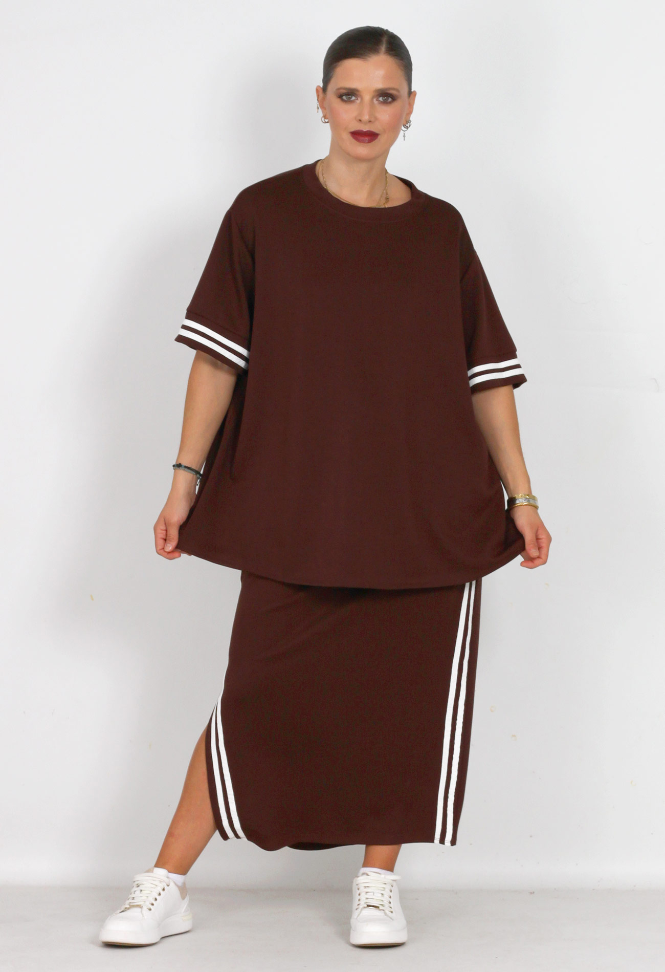 Σετ φούστα βαμβακερή με oversized t-shirt