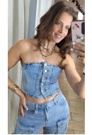 Τοπ jean στράπλες Τοπ jean στράπλες