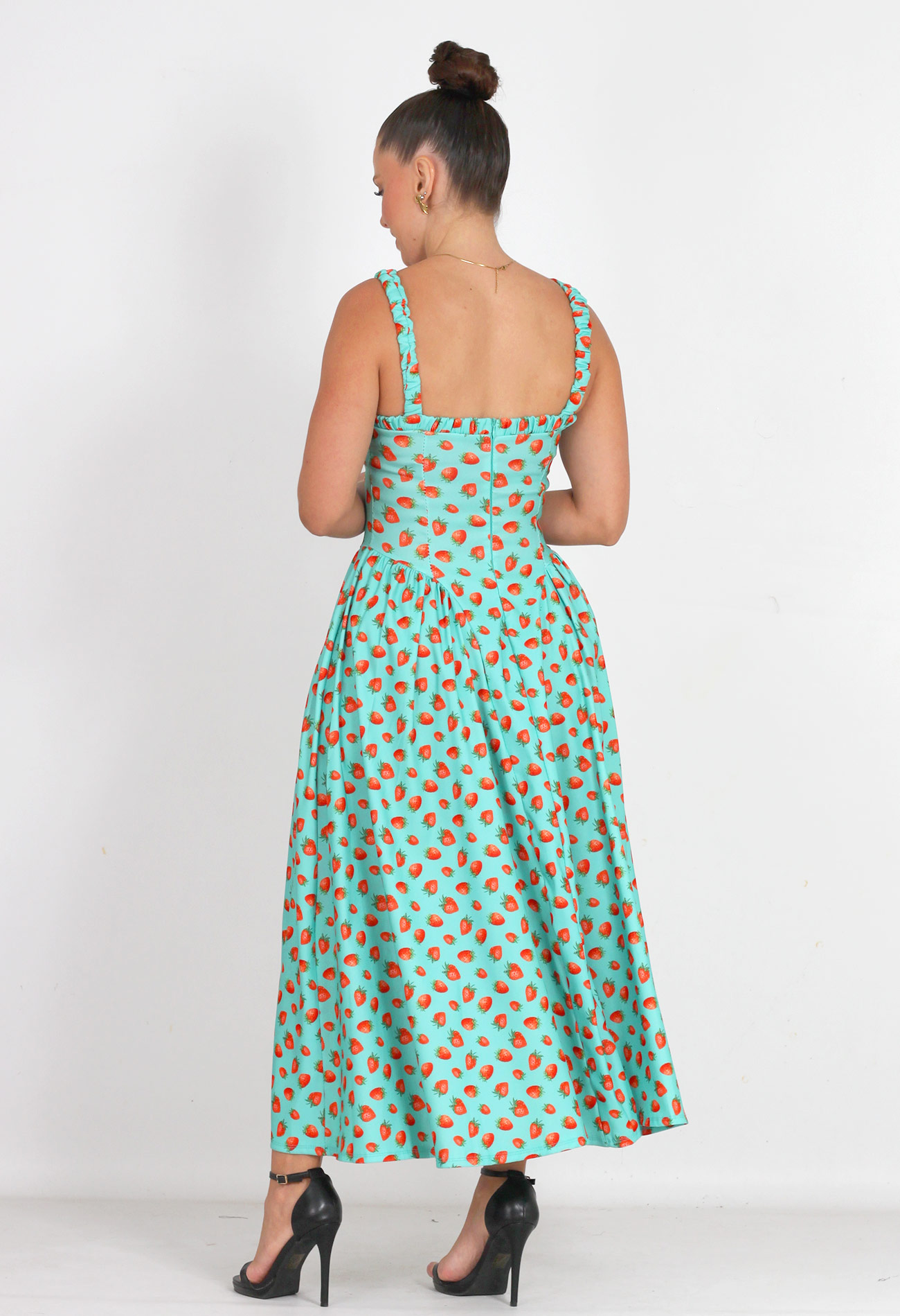 Φόρεμα midi με fruit print
