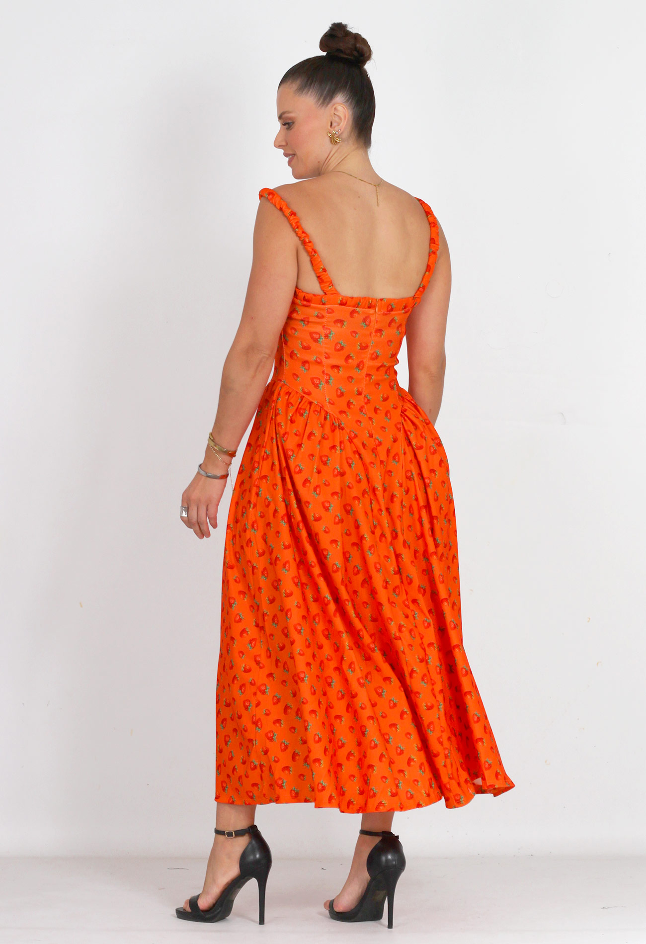 Φόρεμα midi με fruit print