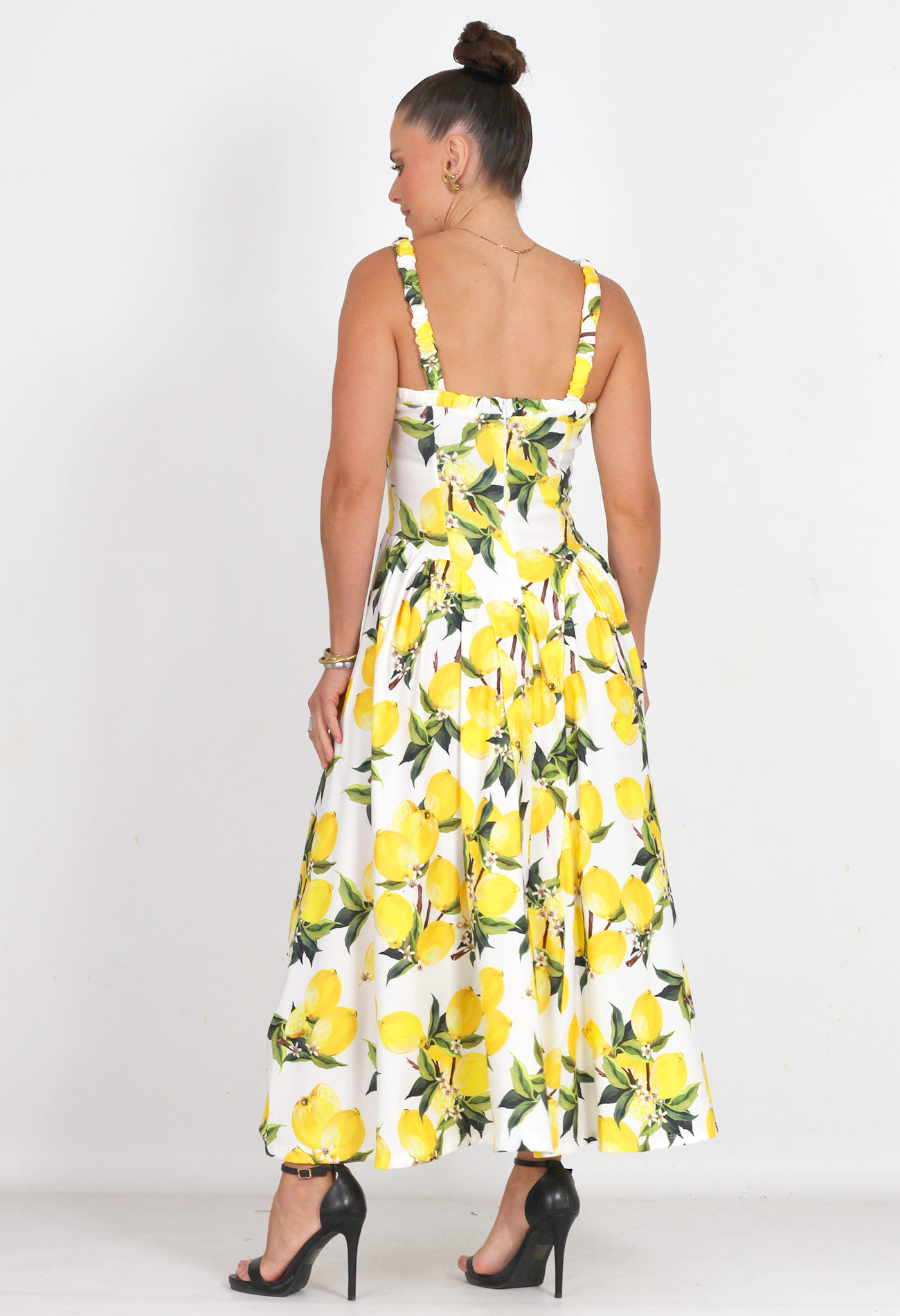 Φόρεμα midi με fruit print