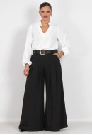 Παντελόνι super wide leg με πιέτες και ζώνη