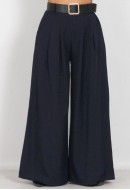 Παντελόνι super wide leg με πιέτες και ζώνη