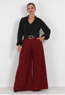 Παντελόνι super wide leg με πιέτες και ζώνη