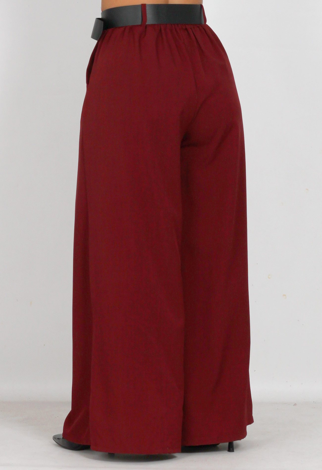 Παντελόνι super wide leg με πιέτες και ζώνη