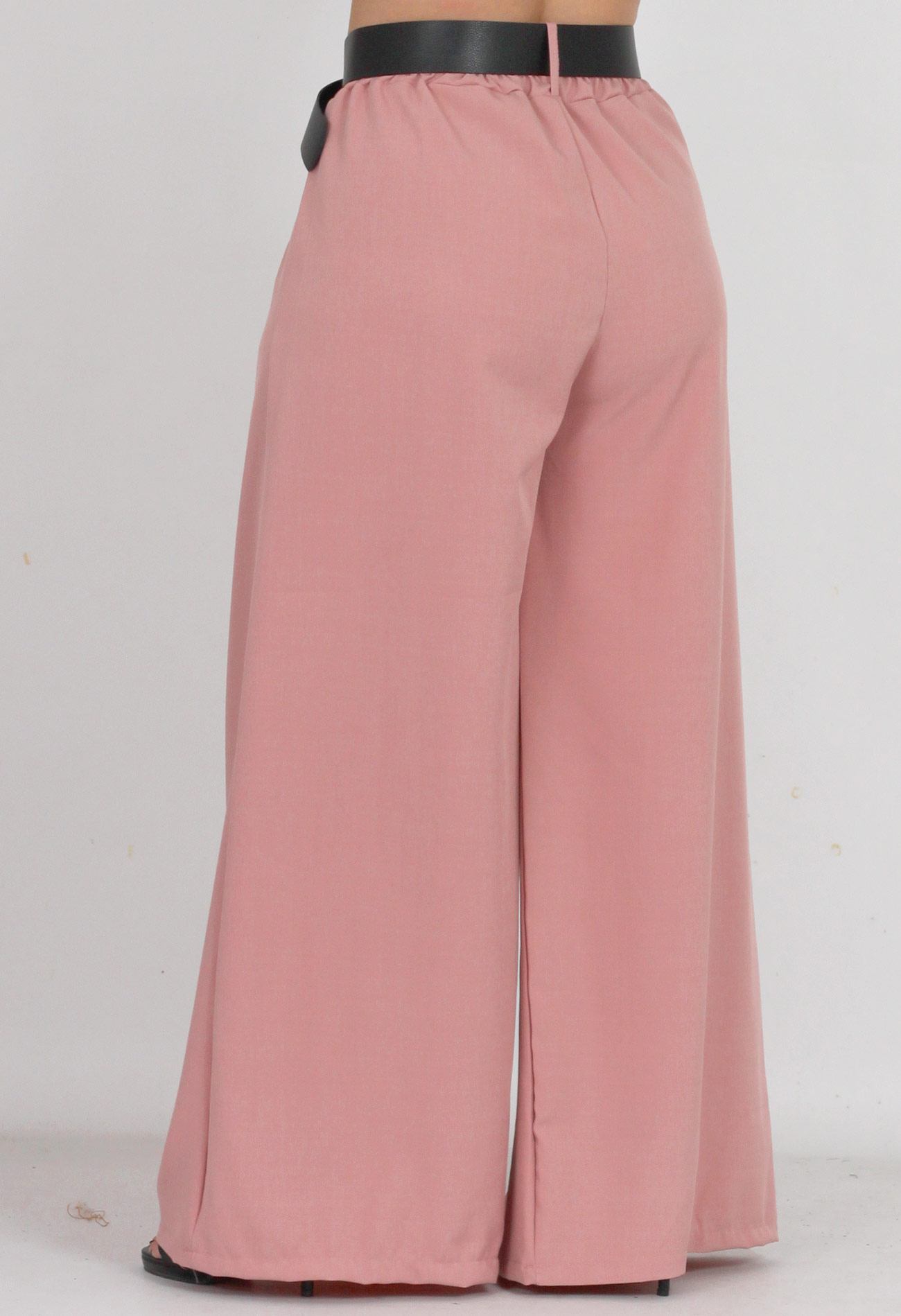 Παντελόνι υφασμάτινο wide leg με πιέτα και ζώνη