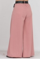 Παντελόνι υφασμάτινο wide leg με πιέτα και ζώνη