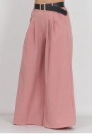 Παντελόνι υφασμάτινο wide leg με πιέτα και ζώνη