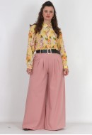 Παντελόνι υφασμάτινο wide leg με πιέτα και ζώνη