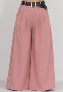 Παντελόνι υφασμάτινο wide leg με πιέτα και ζώνη