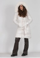 Μπουφάν puffer midi με κουκούλα και ζώνη