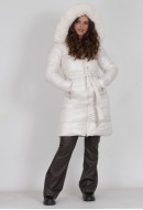 Μπουφάν puffer midi με κουκούλα και ζώνη
